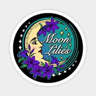 Retro Witch Moon Lilies Magnet